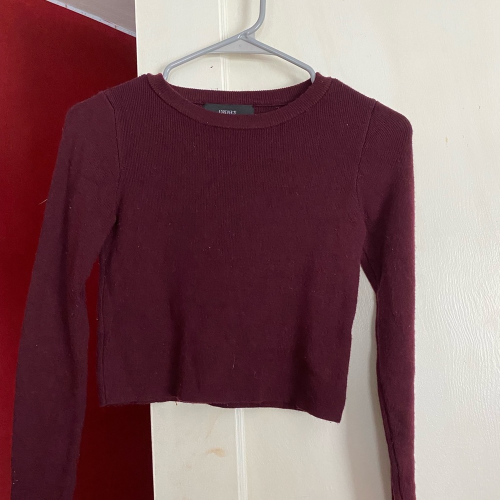 Maroon long sleeve crop sweater